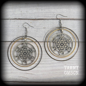 Metatrons cube earrings-Sacred Geometry earrings