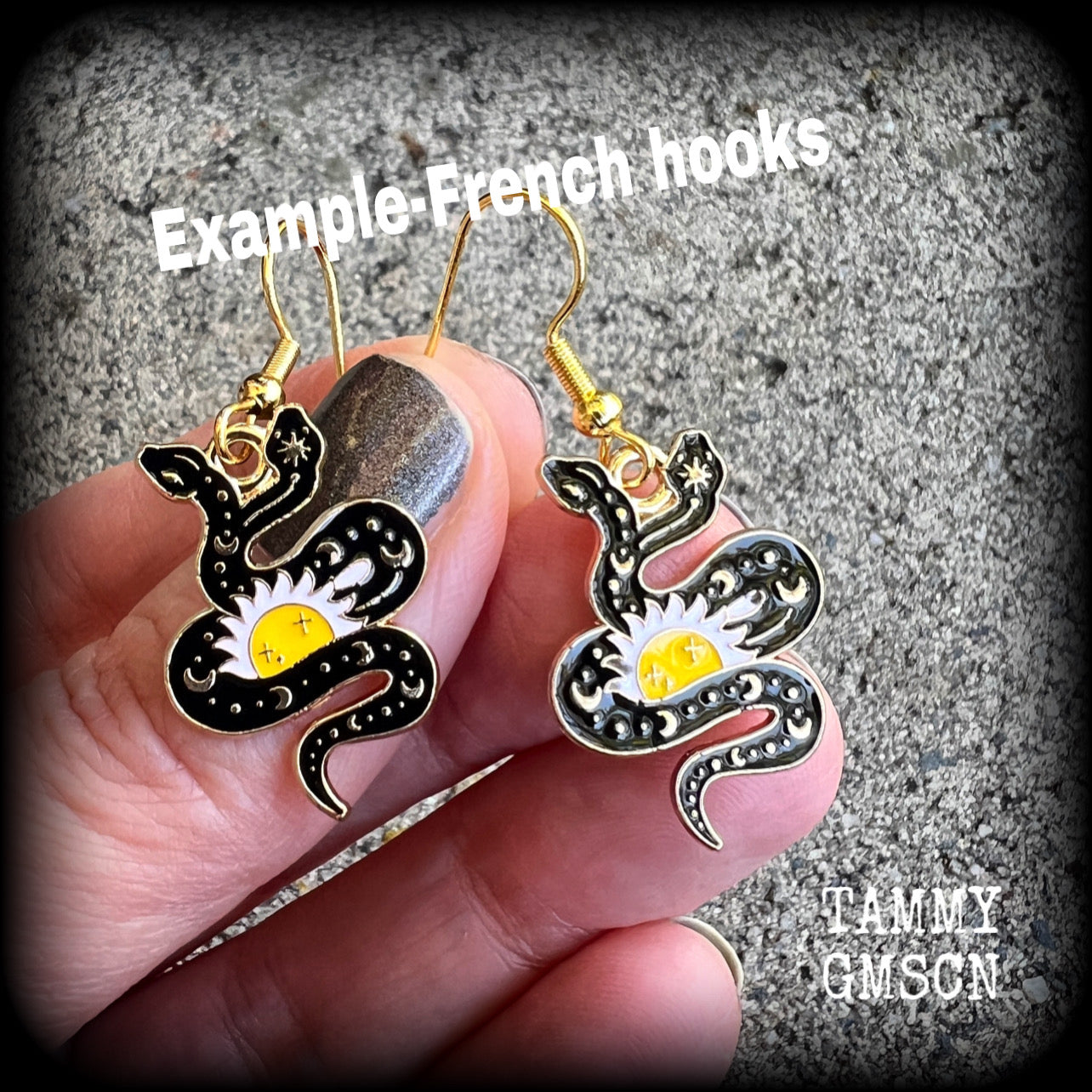 Two headed celestial snake earrings