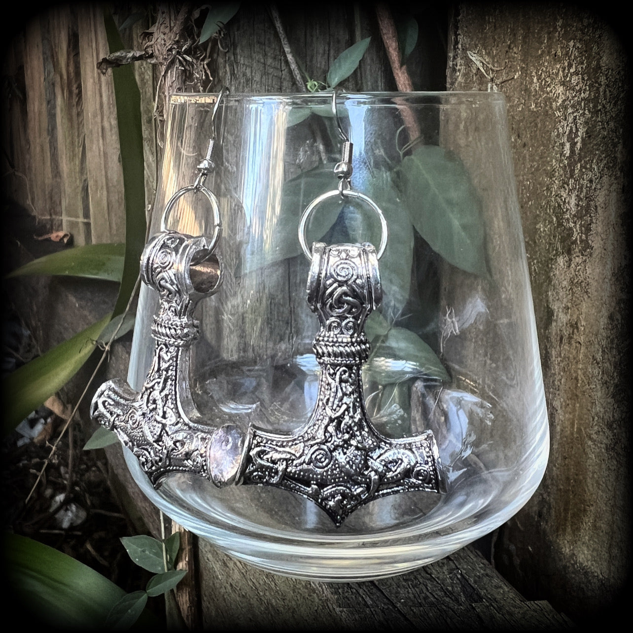 Thors Hammer earrings-Viking jewelry