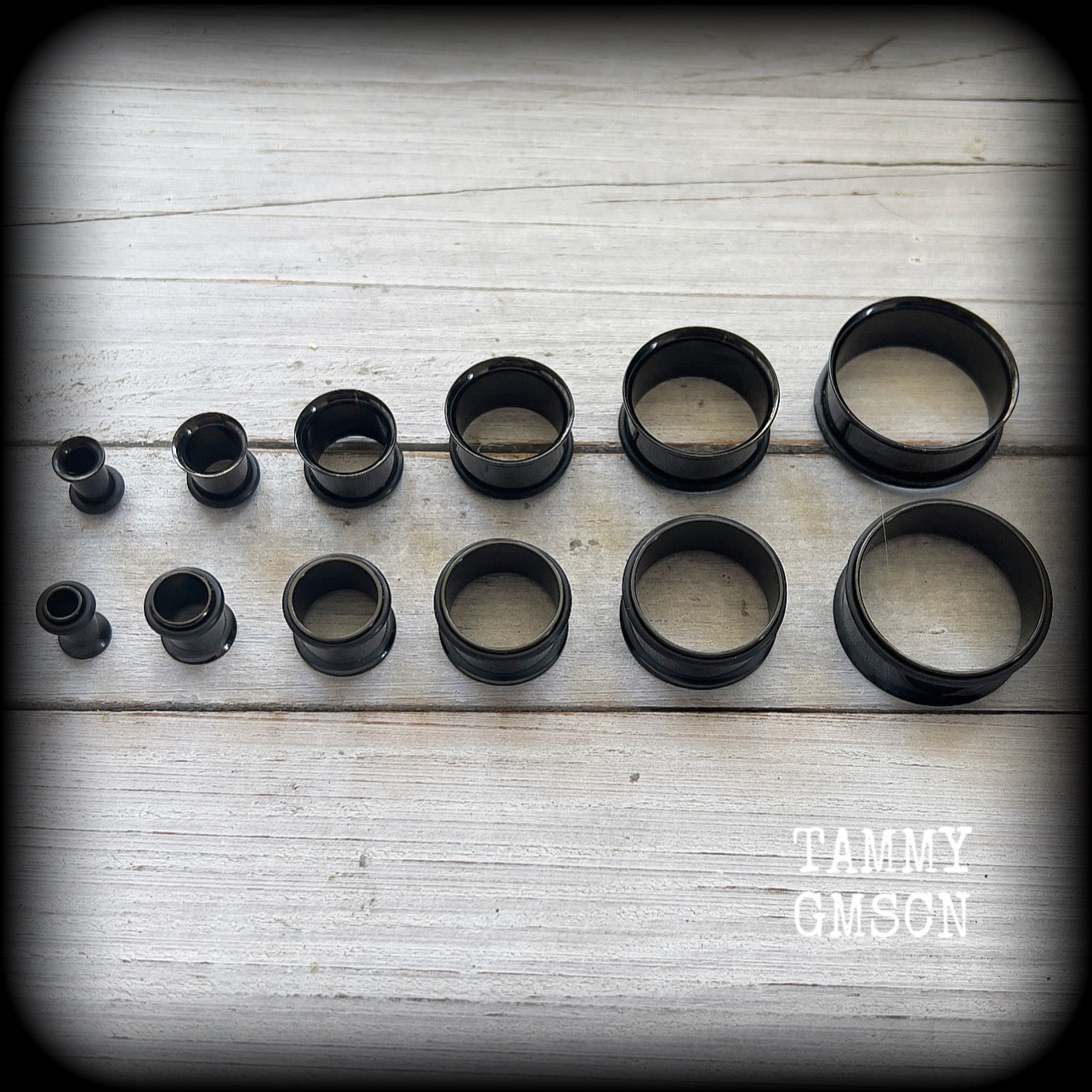 -4mm-6 gauge tunnels
-5mm-4 gauge tunnels
-6mm-2 gauge tunnels
-8mm-0 gauge tunnels
-10mm-00 gauge tunnels
-12mm-1/2" tunnels
-14mm-9/16" tunnels
-16mm-5/8" tunnels
-18mm-11/16" tunnels
-20mm-13/16" tunnels
-22mm-7/8" tunnels
-25mm-1" tunnels