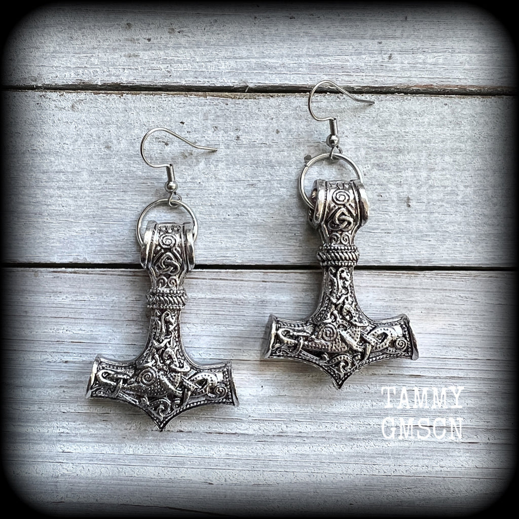 Thors Hammer earrings-Viking jewelry