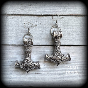 Thors Hammer earrings-Viking jewelry
