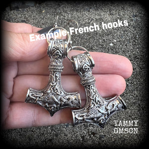 Thors Hammer earrings-Viking jewelry