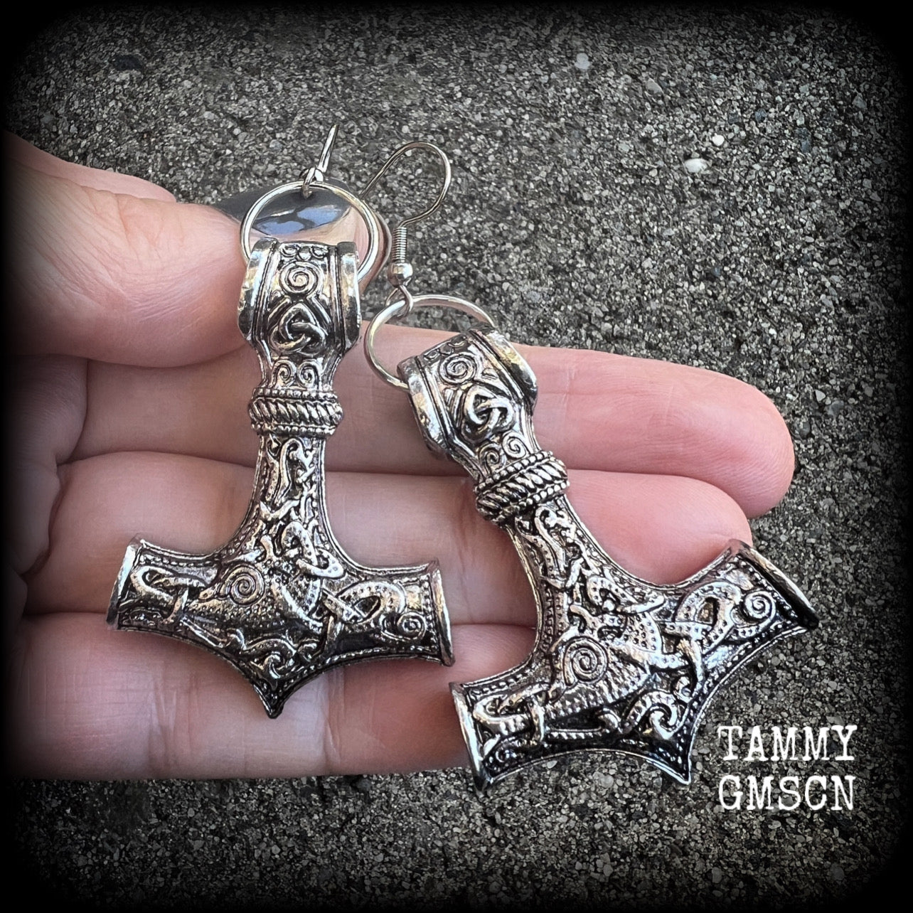 Thors Hammer earrings-Viking jewelry