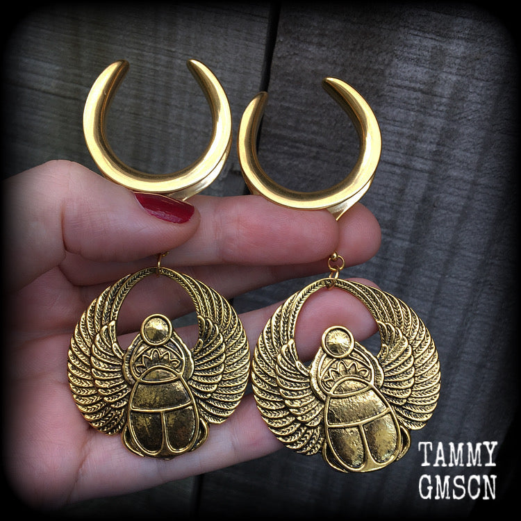 Scarab beetle ear hangers 