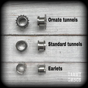 2 gauge tunnels 0 gauge tunnels 00 gauge tunnels 1/2” tunnels 9/16” tunnels 5/8” tunnels 3/4” tunnels 7/8” tunnels 1” tunnels 