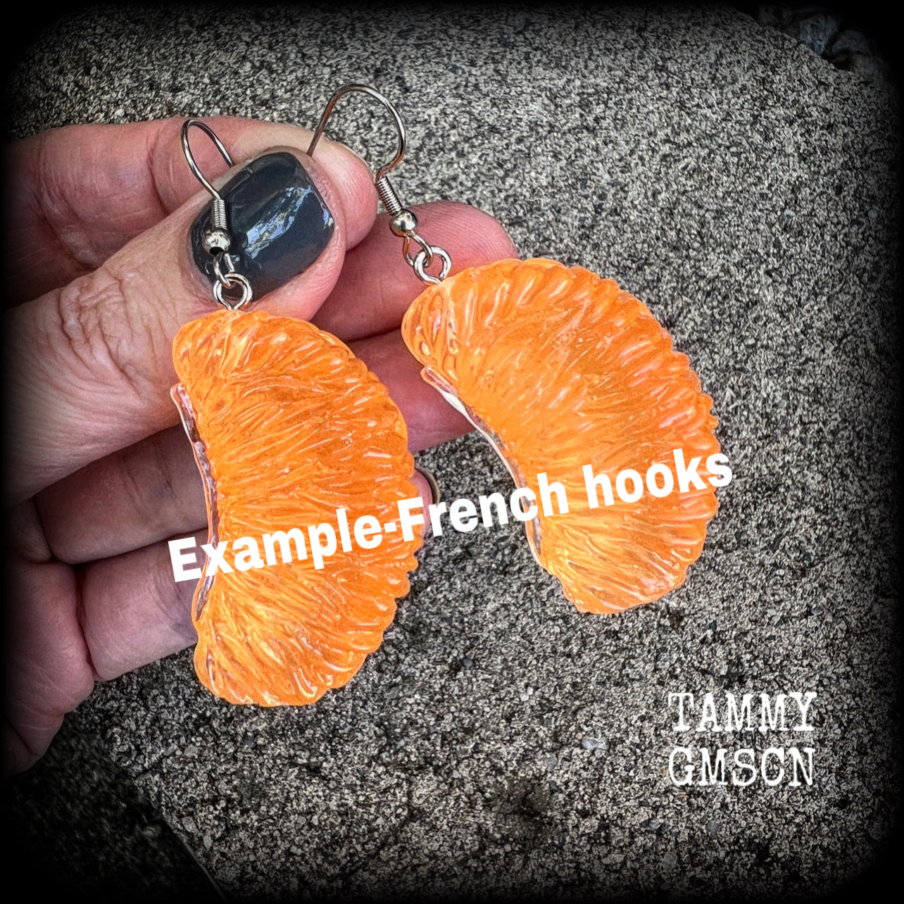 Orange segment earrings-Fruit earrings