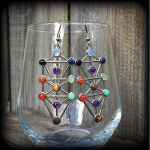 Gemstone tree of life earrings 