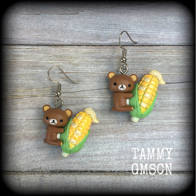 Rilakkuma bear earrings 