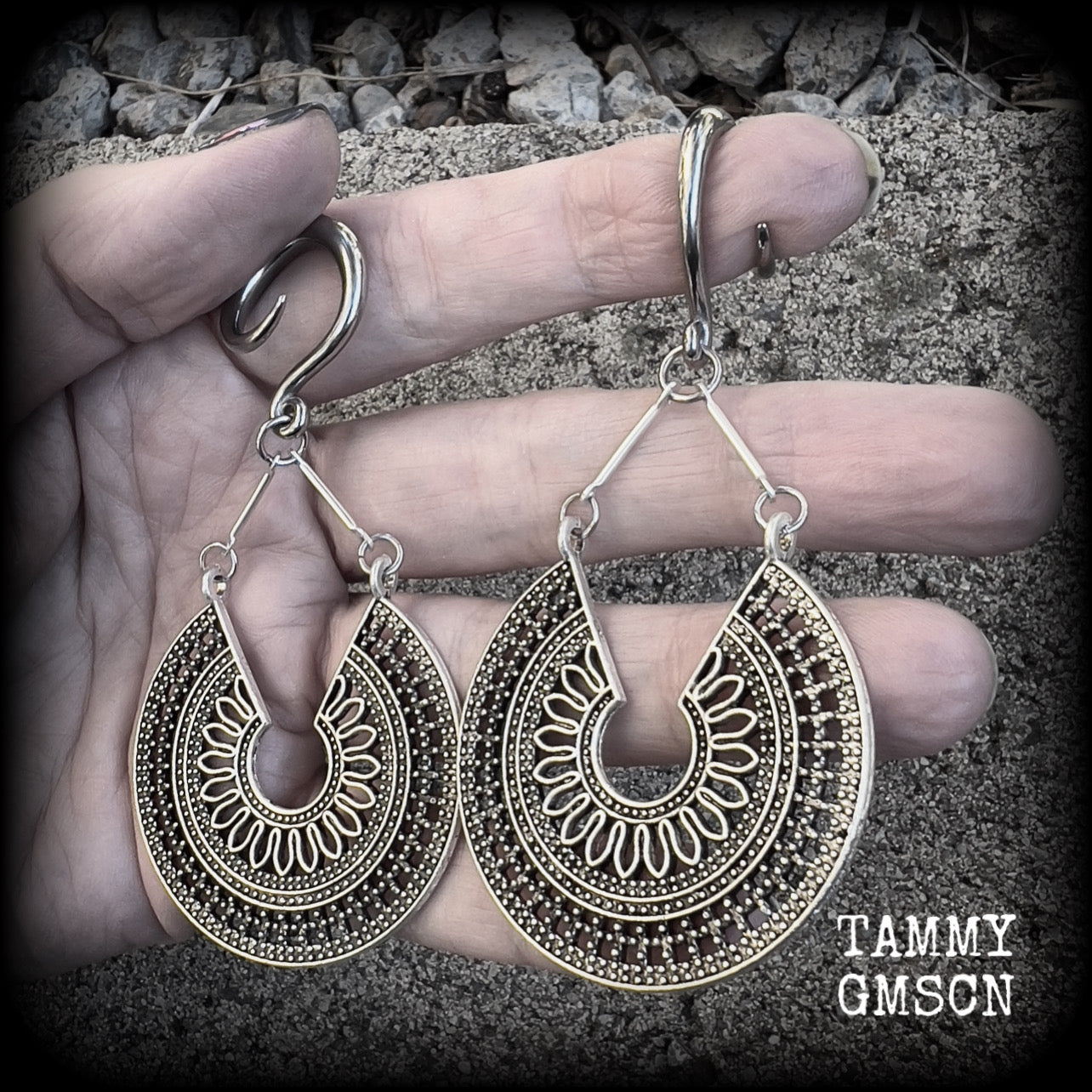 Mandala gauged earrings