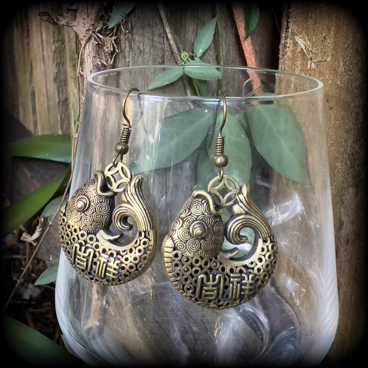 Brass lucky fish earrings