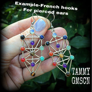 Gemstone tree of life earrings 