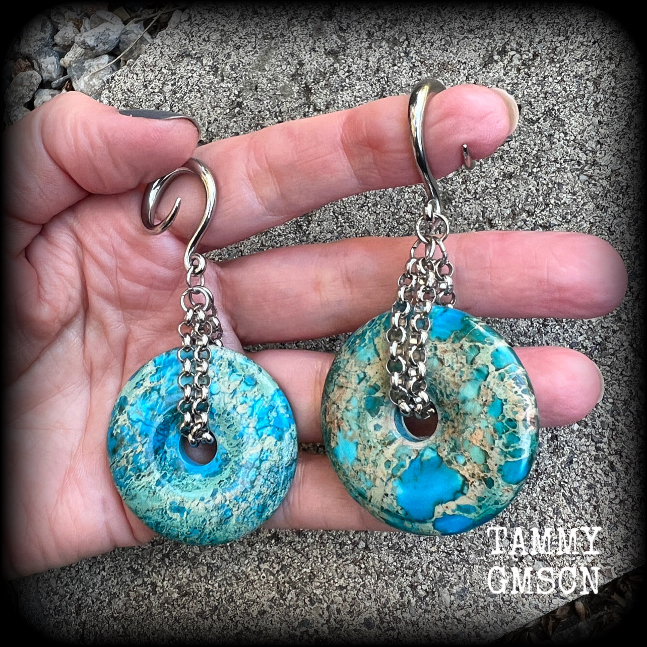 Sea sediment jasper ear hangers