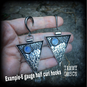 Tunnel earrings Tunnel dangles Mountain Fir tree ear weights 6 gauge Stretched lobes Body jewelry 4mm 6mm 8mm 10mm 12mm 14mm 16mm 19mm 22mm 25mm 28mm 30mm ear gauges Stretched ears Stretched lobes Cottagecore Goblincore Whimsigoth Pagan Druid Wicca