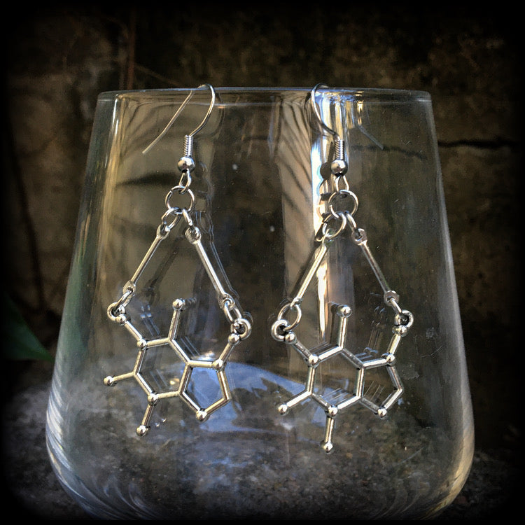 Caffeine molecule earrings-Coffee earrings