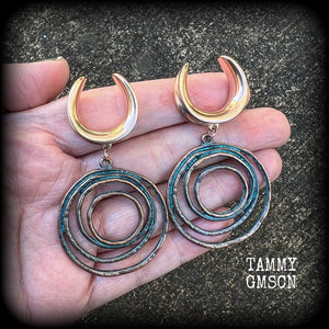 Sea hag ‘Vertigo’ spiral gauged earrings-Ocean rip