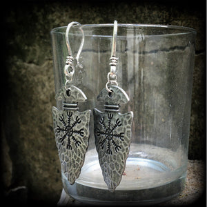 Viking jewelry Helm of awe jewelry Arrowhead earrings Arrowhead ear weights Viking jewelry Viking ear weights Viking ear hangers Viking body jewelry Tribal jewelry Arrows Arrow earrings Celtic jewelry Celtic earrings Pierced ears Gauged ears Ear gauges Tunnels