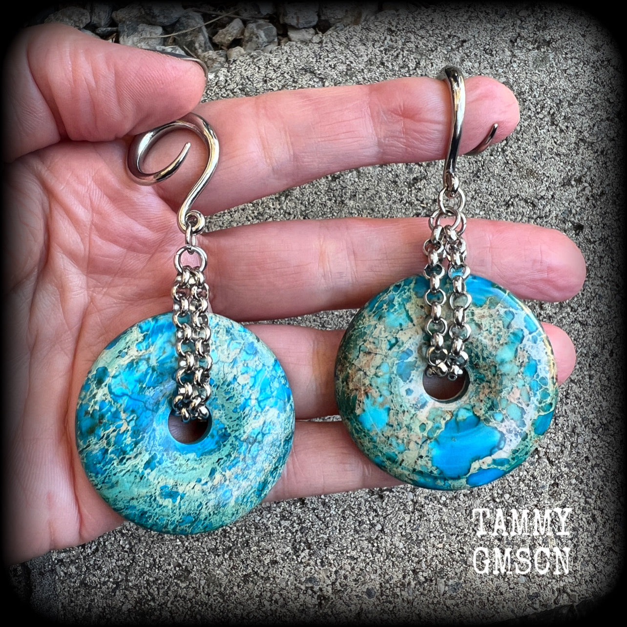 Sea sediment jasper ear hangers