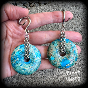 Sea sediment jasper ear hangers
