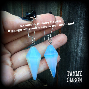 Opalite tunnel dangles-Gemstone tunnel earrings