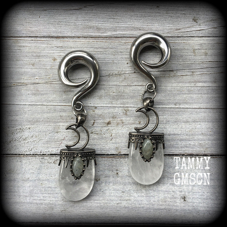 Clear quartz ear weights