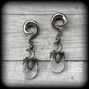 Clear quartz ear weights