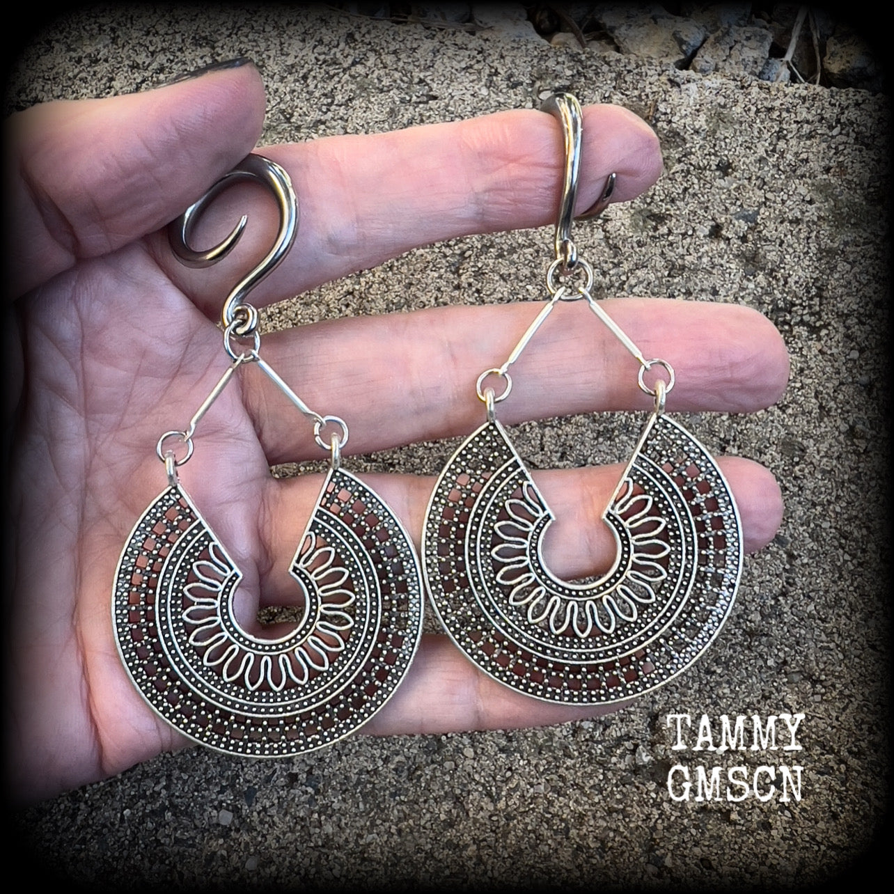 Mandala gauged earrings