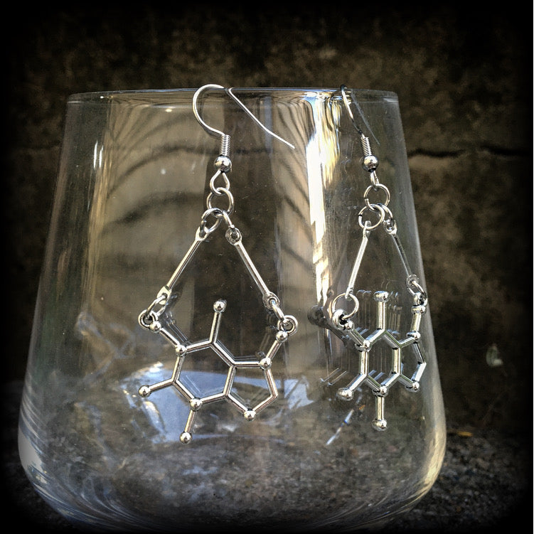 Caffeine molecule earrings-Coffee earrings