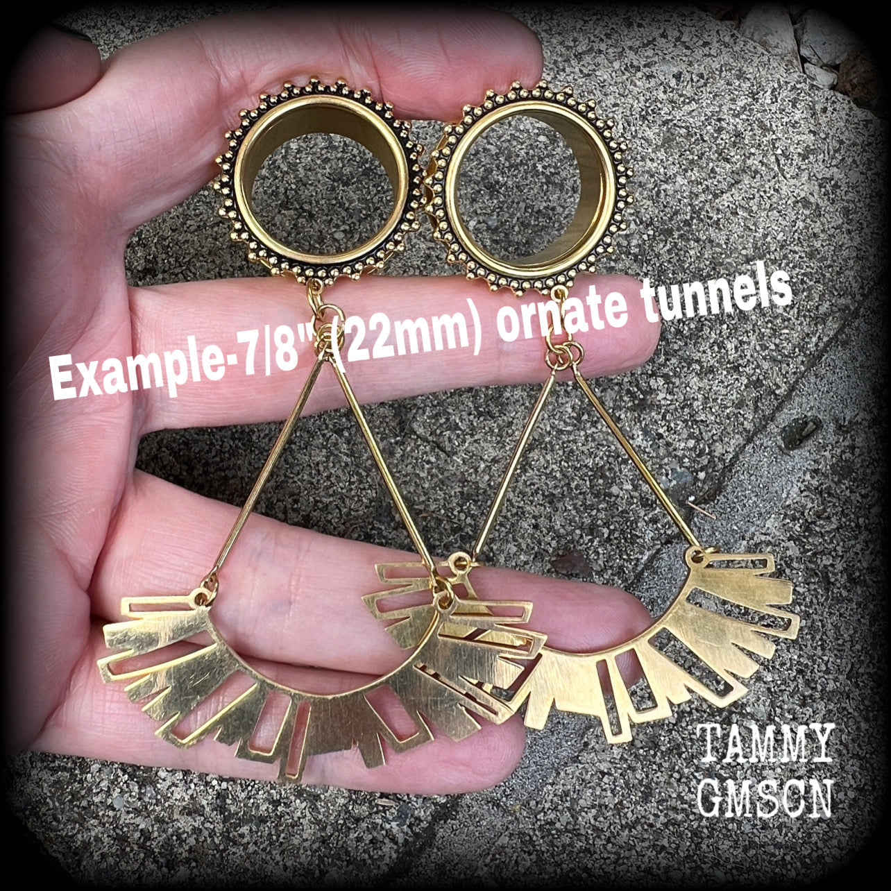 Ishtar tunnel earrings-Tribal tunnel dangles