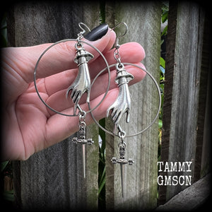 Ace of Swords earrings-Tarot card jewelry