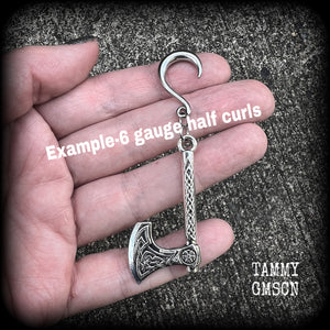 Single Viking axe tunnel earring