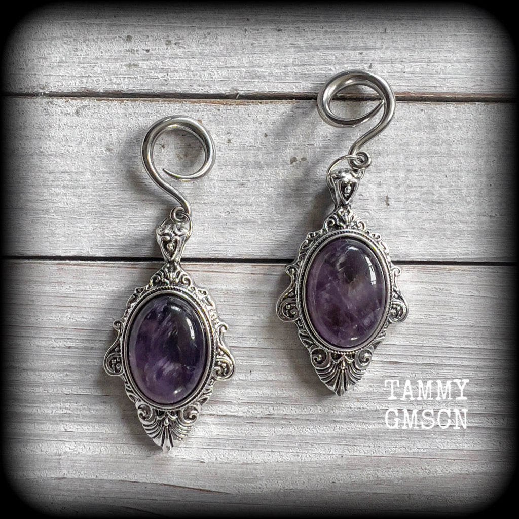 Amethyst ear weights