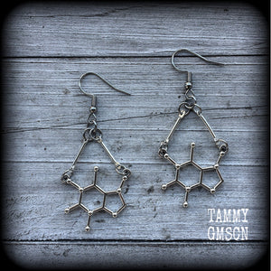 Caffeine molecule earrings-Coffee earrings