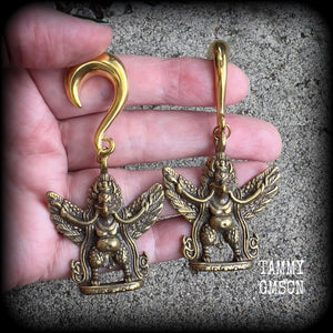 Garuda gauged earrings-Ear weights