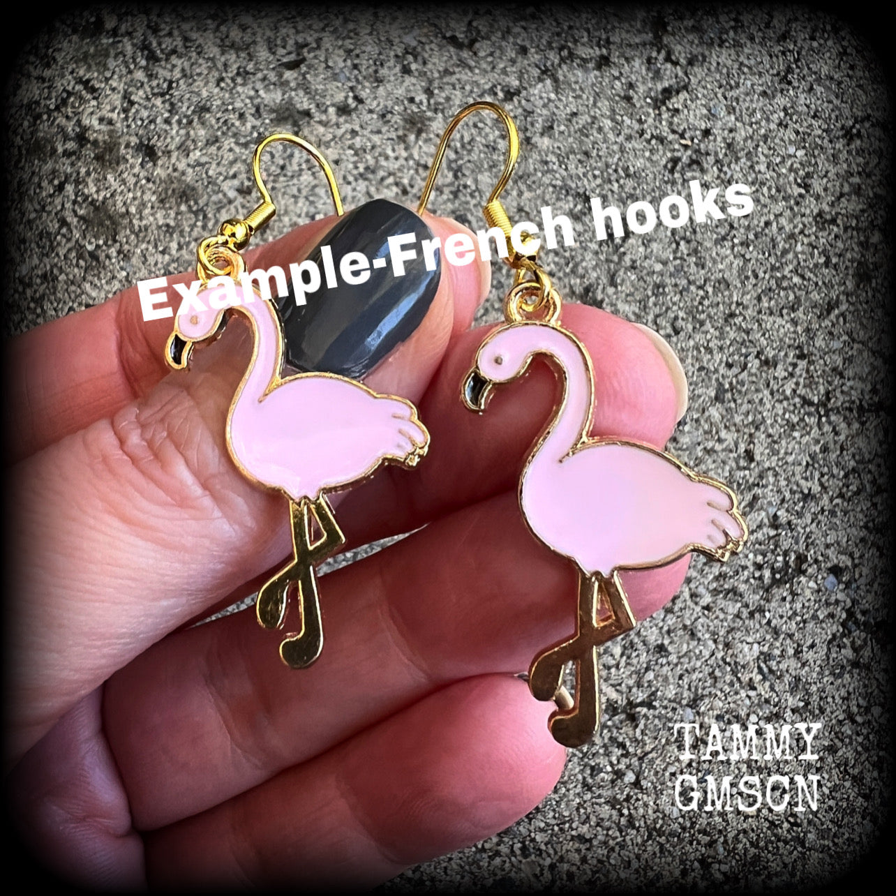 Pink flamingo earrings-Bird earrings