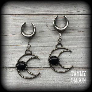 Crescent moon ear gauges 