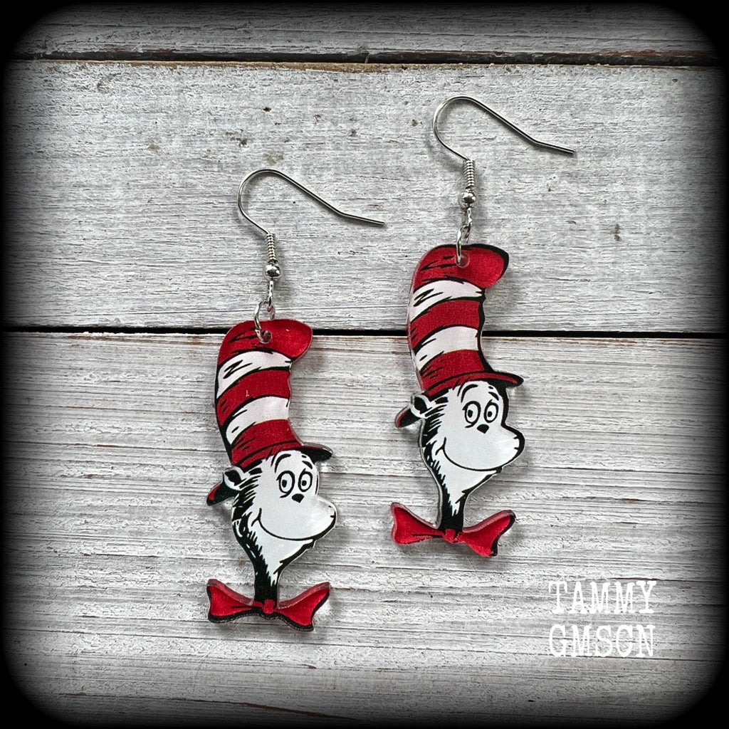 Cat in the Hat earrings 