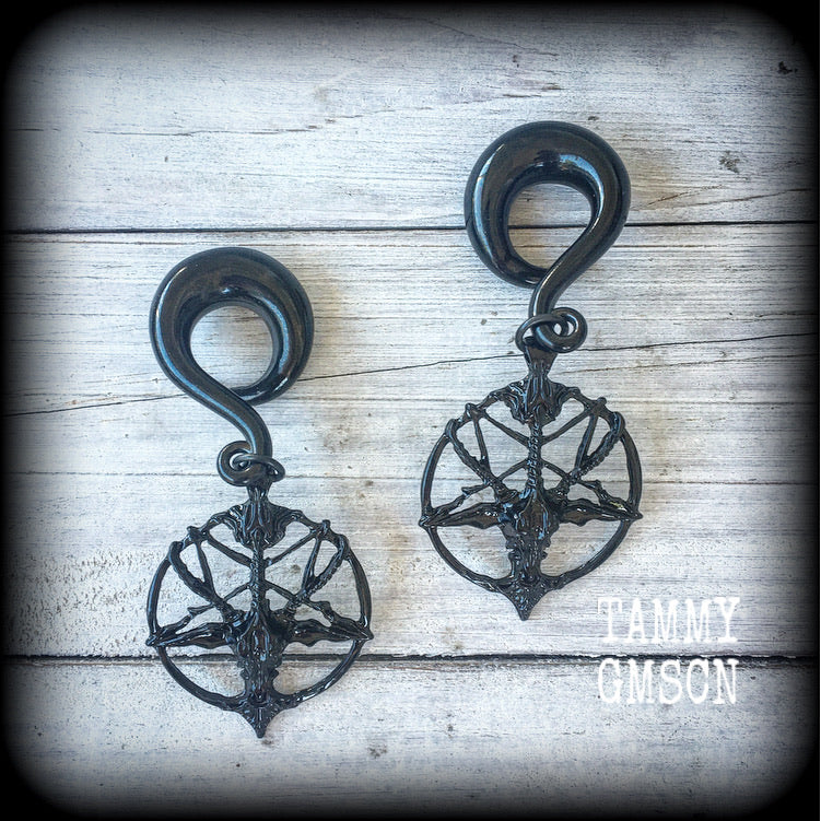 Black baphomet earrings