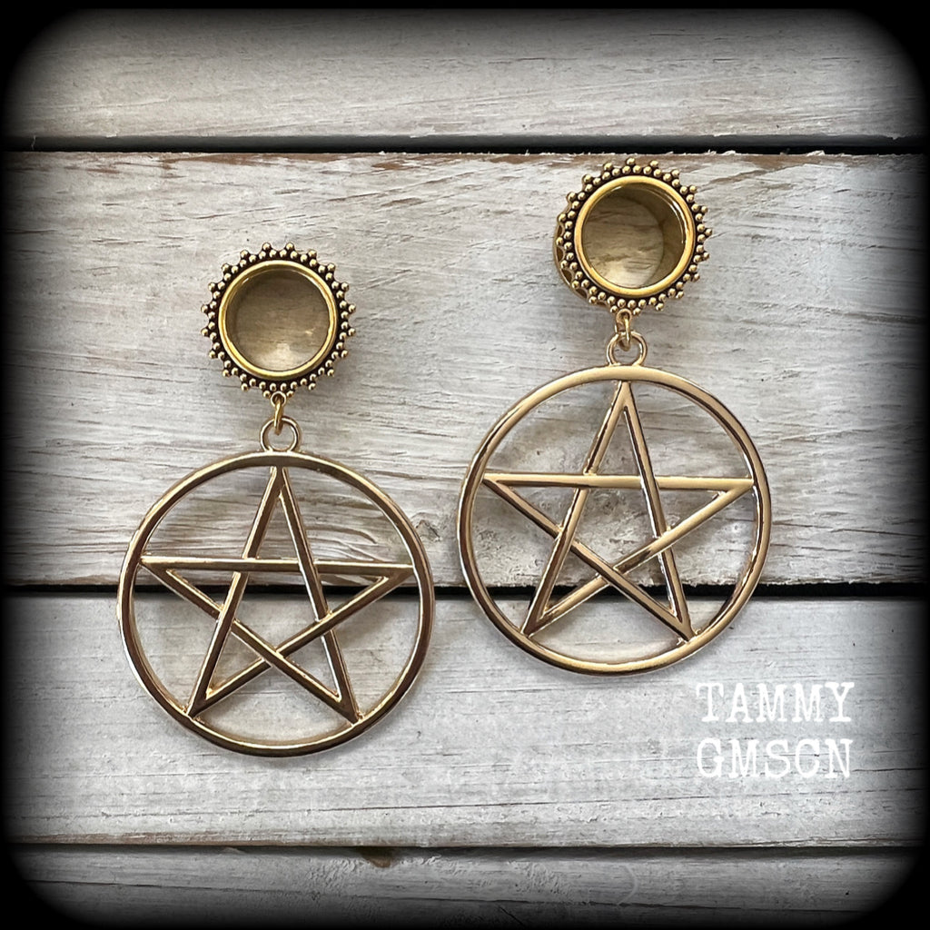 Pentagram tunnel earrings 