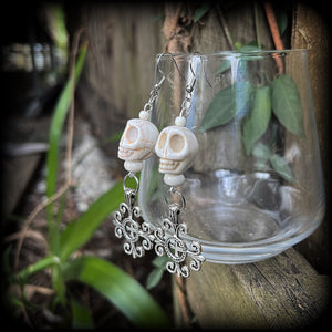 Skull and fleur de lis earrings-Erzulie earrings