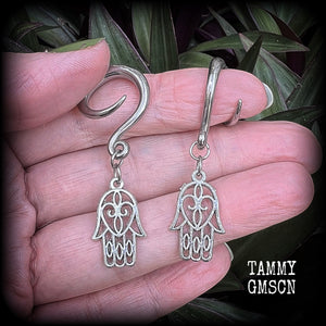 Hamsa hand ear gauges