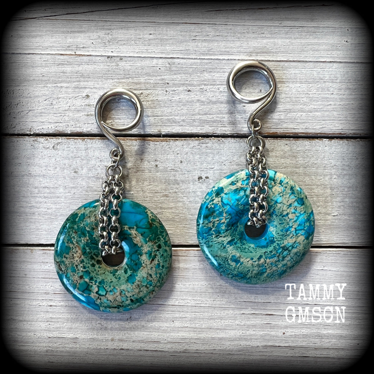 Ocean jasper ear weights