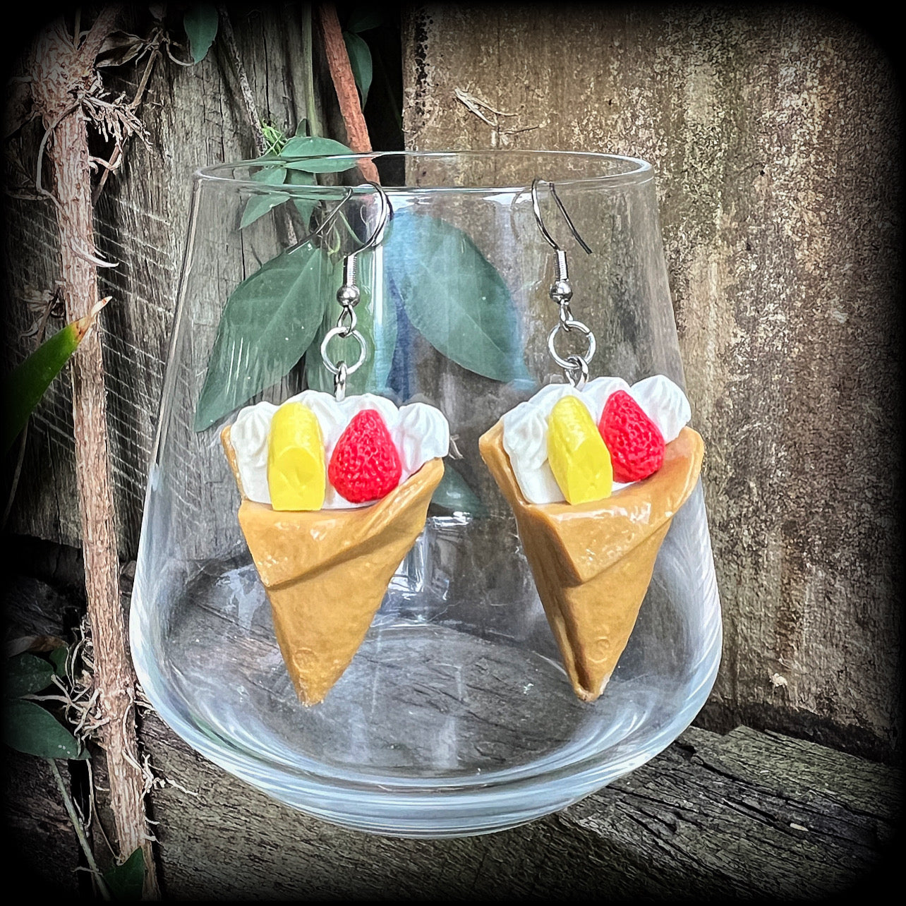 Crepes earrings Crepe earrings Dessert earrings Ice Cream earrings Ice cream jewelry Body jewelry Food earrings Pierced ears Stretched lobes Cake earrings Biscuit earrings Pastries earrings Food jewellery Novelty earrings Kitsch earrings 