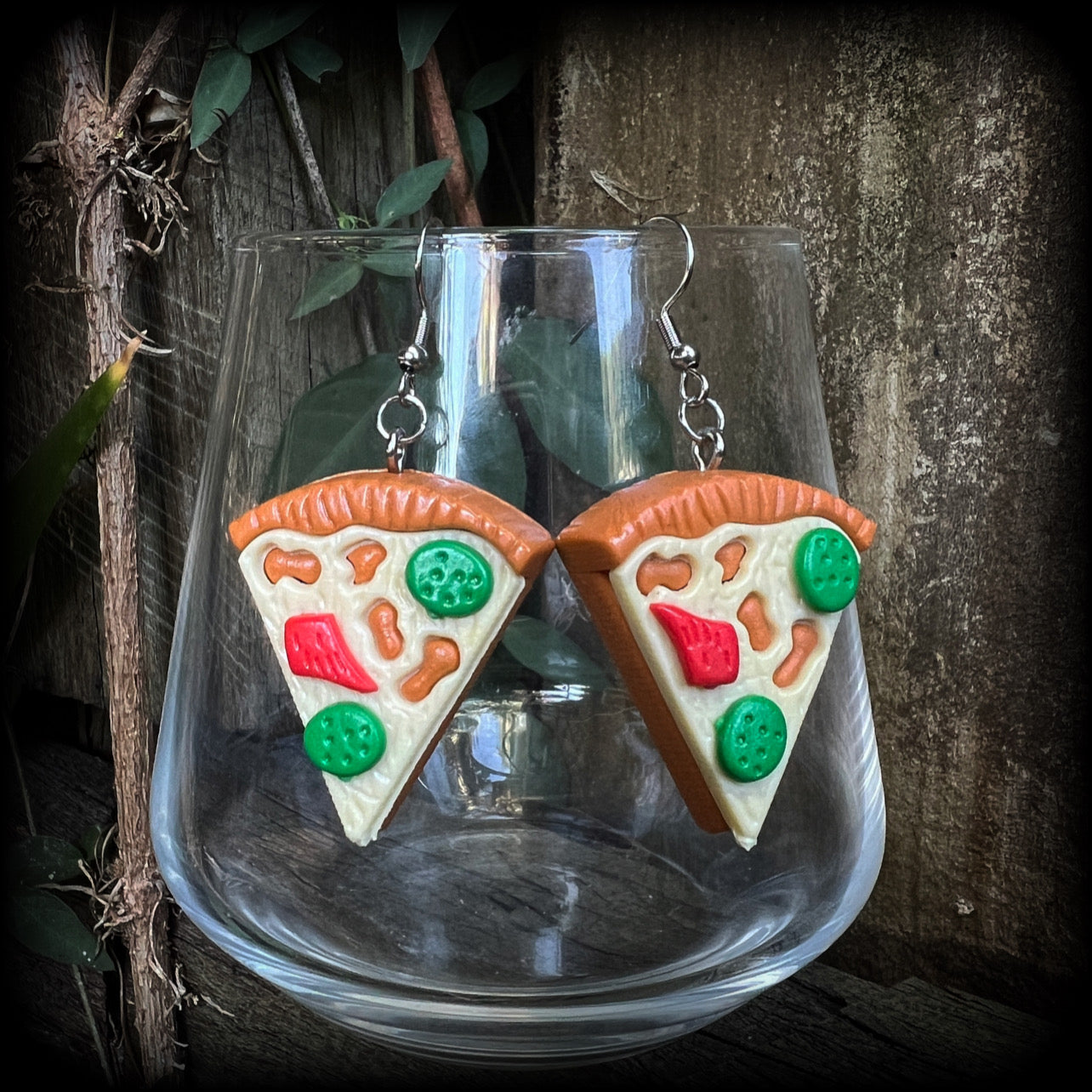 Pizza earrings-Pizza jewelry