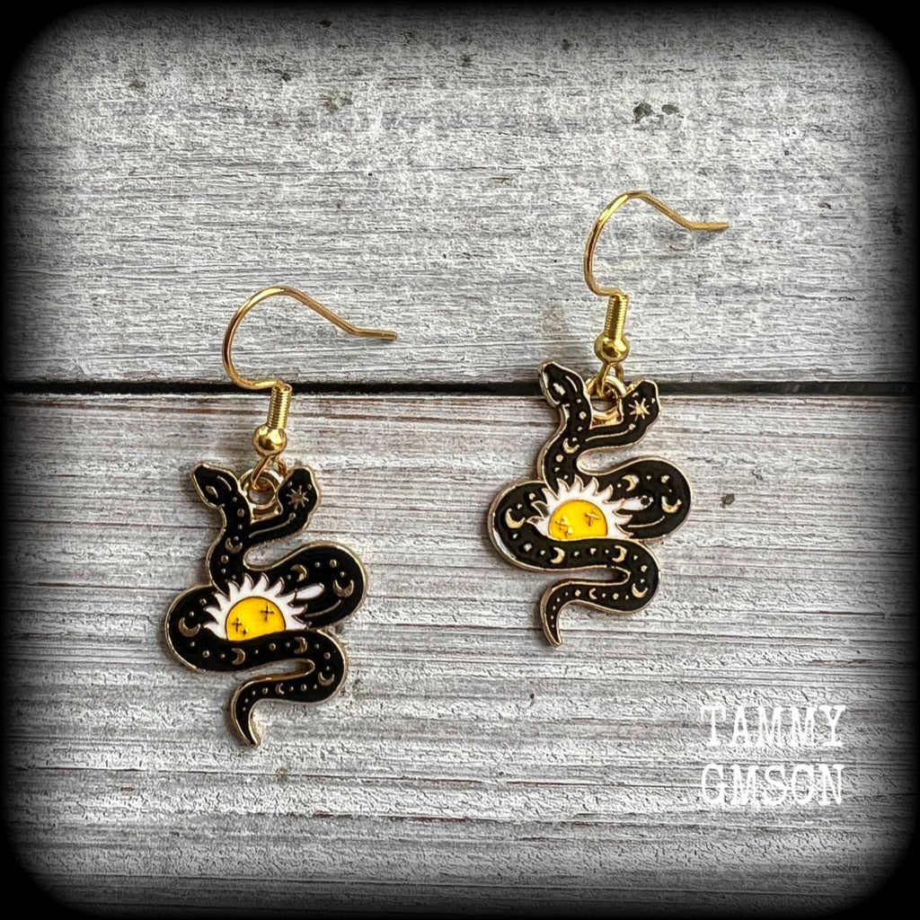 Two headed celestial snake earrings