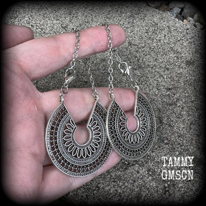 Geometric ear hangers Mandala earrings Mandala ear weights Mandala jewelry Mandala ear hangers 6 gauge ear weights Sacred geometry Body jewelry Stretched ears Tunnel earrings Tunnel dangles Pierced ears Stretched libes Gauged ears Gauged earrings 4mm 6mm 8mm 10mm 12mm 14m