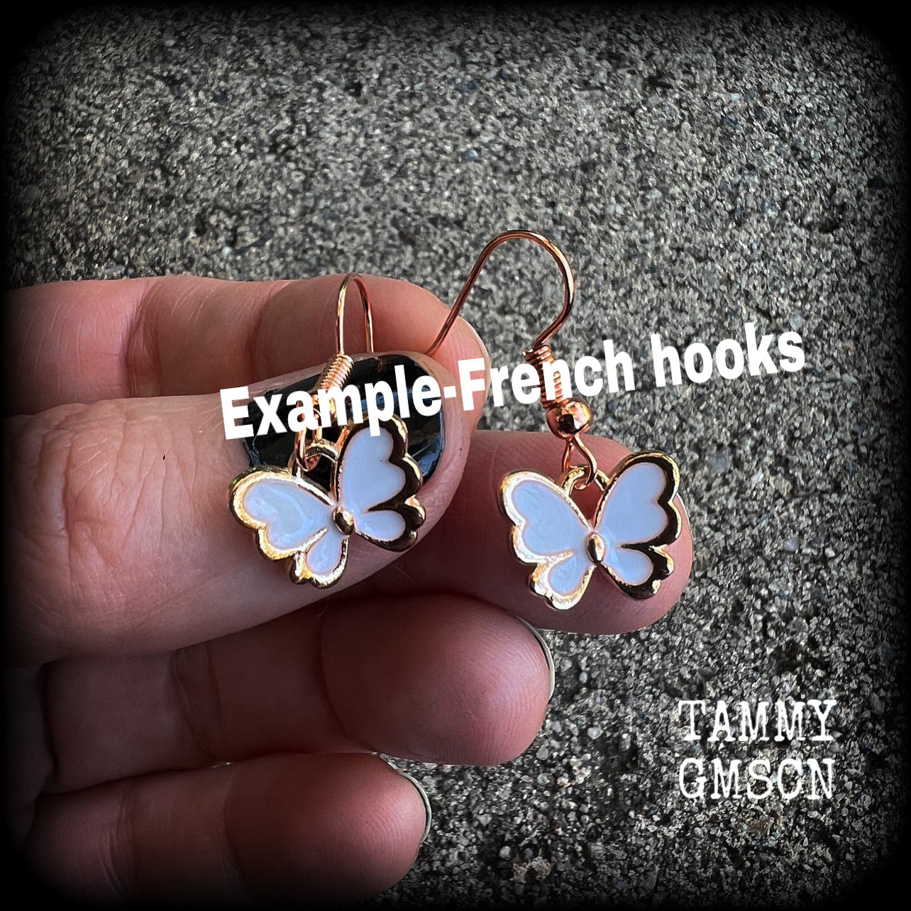 White butterfly earrings