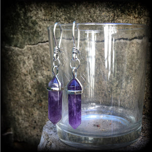 Amethyst gauged earrings 