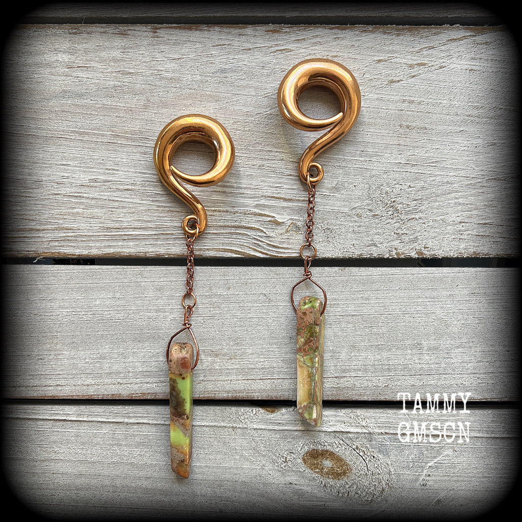 Sea jasper gauged earrings 