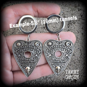 Ouija board planchette tunnel earrings